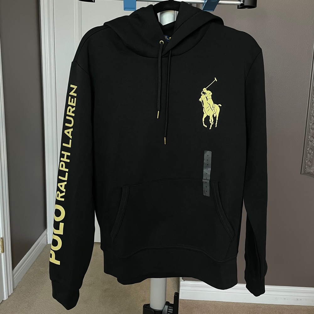 MEN’S Polo Ralph Lauren Black Hoodie with Gold